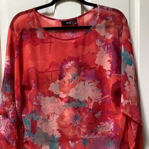 A.N.A. A New Approach red flowered women's top, blouse, size medium